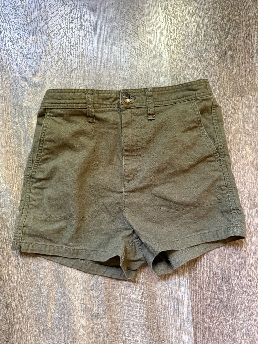 Madewell Women's High-Rise Olive Green Cotton Shorts